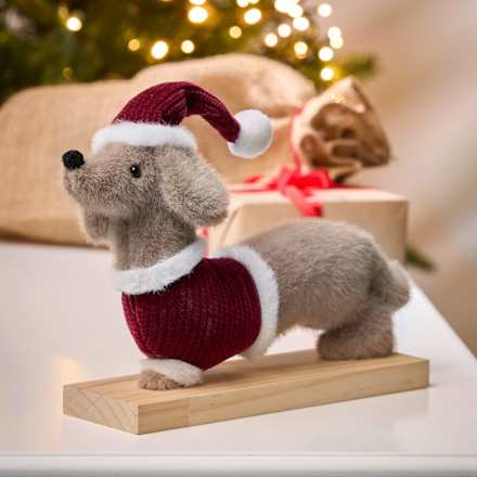 Stoffaufsteller Dackel mit Weihnachtspulli (18 cm) Dekorieren & Einrichten