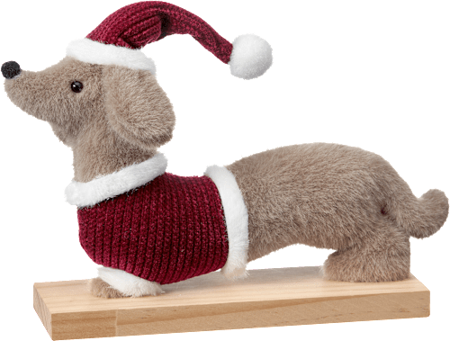 Stoffaufsteller Dackel mit Weihnachtspulli (18 cm) Dekorieren & Einrichten