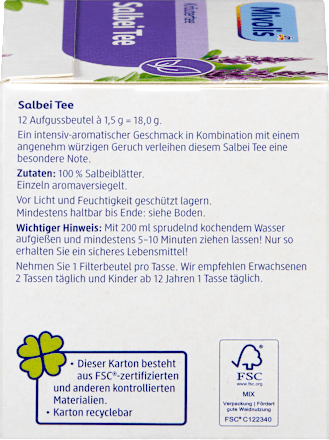 Kräutertee, Salbei Tee (12 Beutel) Mivolis