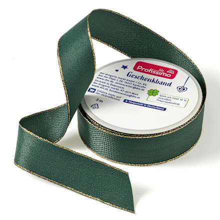 Geschenkband mit Goldrand, grün Profissimo