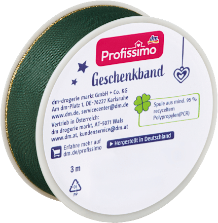 Geschenkband mit Goldrand, grün Profissimo