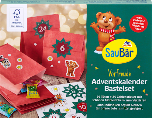 Adventskalender Bastelset 28tlg SauBär