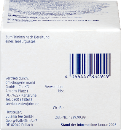 Arzneitee, Thymian Tee (12 Beutel) Mivolis