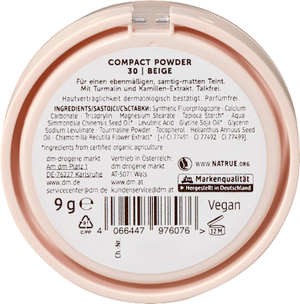 Kompakt Puder, Matte Finish 30 Beige alverde NATURKOSMETIK