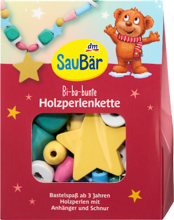 Holzperlenkette Bi-ba-bunt SauBär