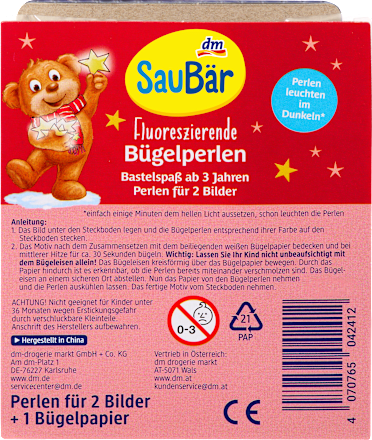 Bügelperlen Fluoreszierend SauBär
