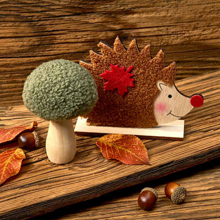 Holzpilz mit Teddyfell, grün (11 cm) Dekorieren & Einrichten