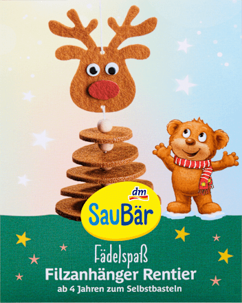 Filzanhänger Rentier Fädelspaß SauBär