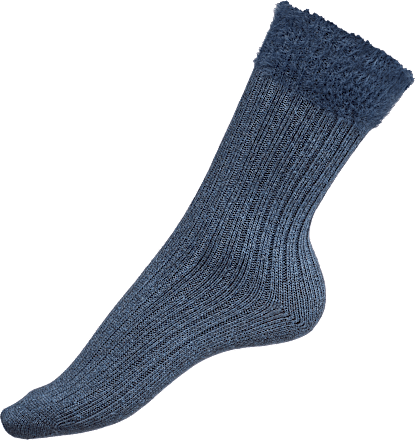 Socken mit Ripp-Struktur & Fluffy-Bund blau Gr. 35-38 Fascino