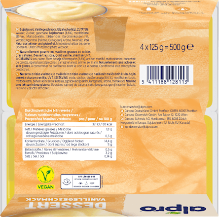 Pflanzliches Dessert Vanille alpro