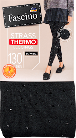 Leggings Thermo mit Strass-Steinen schwarz Gr. 38/40, 130 DEN Fascino