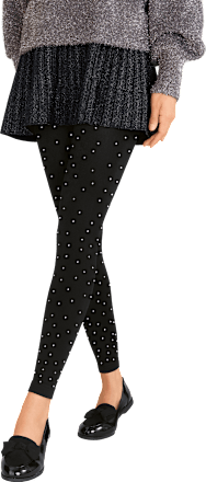 Leggings Thermo mit Strass-Steinen schwarz Gr. 38/40, 130 DEN Fascino