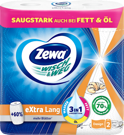 Кухненска ролка Extra lang Design 3в1, 2 пласта, 72 къса Zewa