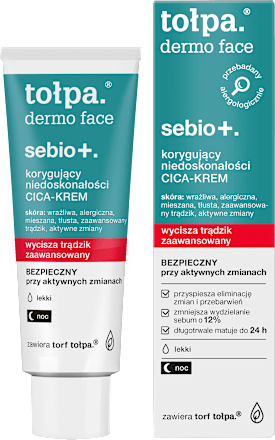 CICA - Krem korygujący niedoskonałości na noc dermo face sebio+ tołpa
