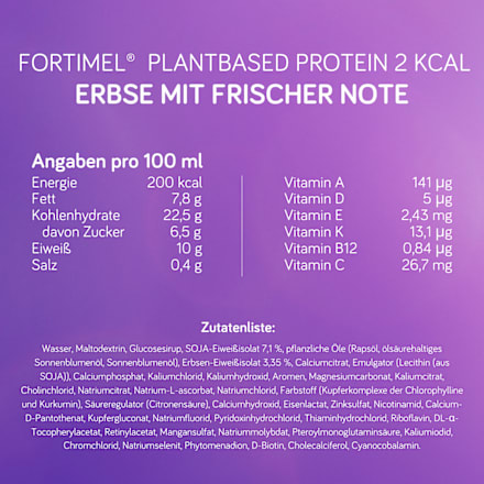 Fortimel PlantBased Trinknahrung Erbse frische Note 4 x 200 ml Fortimel
