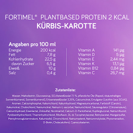 Fortimel PlantBased Trainknahrung Kürbis-Karotte 4 x 200 ml Fortimel