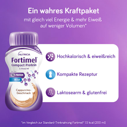 Fortimel Compact Protein Trinknahrung Cappuccino 4 x 125 ml Fortimel