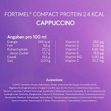 Fortimel Compact Protein Trinknahrung Cappuccino 4 x 125 ml Fortimel