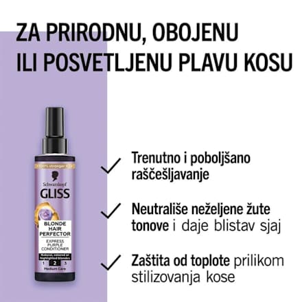 BLONDE HARI PERFEKTOR regenerator za kosu u spreju Schwarzkopf GLISS