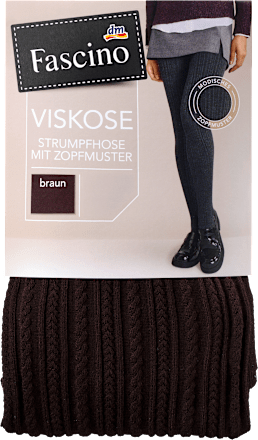 Strumpfhose mit Viskose & Zopf-Muster braun Gr. 38/40 Fascino