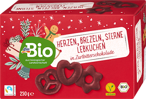 Lebkuchen Zartbitter - Herzen, Sterne, Brezeln dmBio