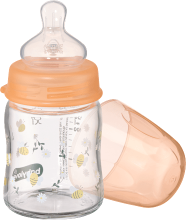 Babyflasche aus Glas Weithals orange, 120 ml babylove
