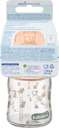 Babyflasche aus Glas Weithals orange, 120 ml babylove