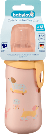 Trinkhalmflasche rosa, 330ml babylove