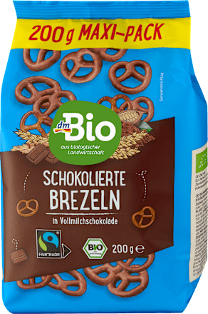 Brezeln, schokoliert in Vollmilchschokolade dmBio