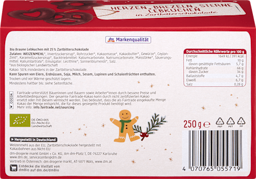 Lebkuchen, Herzen Sterne Brezel dmBio