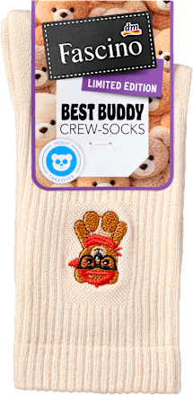 Crew Socken mit Teddy-Motiv beige Gr. 35-38 Fascino