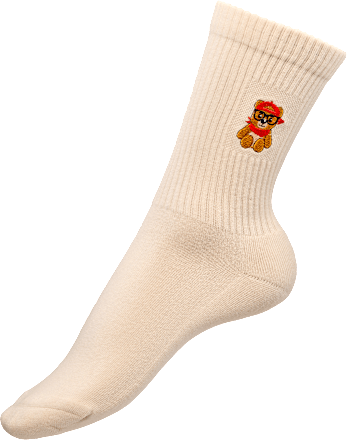 Crew Socken mit Teddy-Motiv beige Gr. 35-38 Fascino