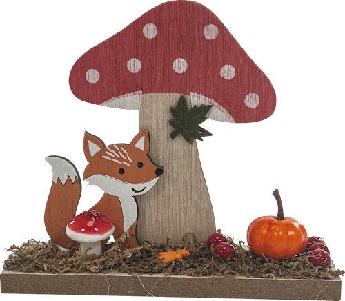 Holzaufsteller Pilz mit Tieren (12,5 cm) Dekorieren & Einrichten