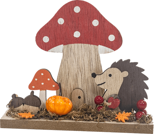 Holzaufsteller Pilz mit Tieren (12,5 cm) Dekorieren & Einrichten