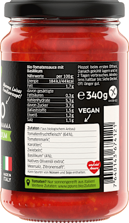 Tomatensauce, Basilico, ital. Tomaten & Basilikum PPURA