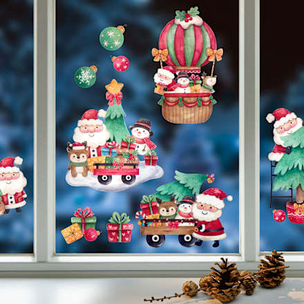Fensterbild Kinder Weihnachtsmann (A3) Dekorieren & Einrichten