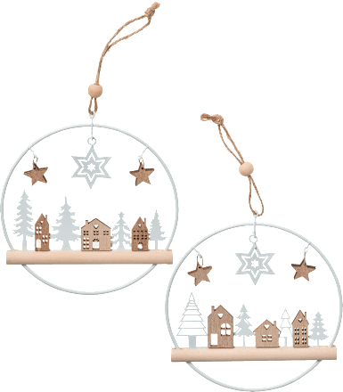 Metallring mit Häusern zum Aufhängen (16 cm) Dekorieren & Einrichten