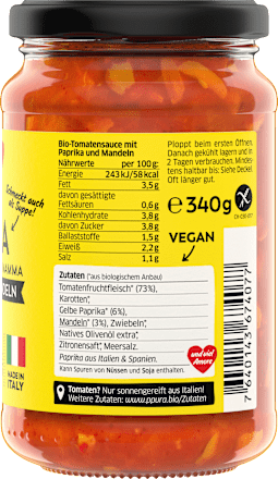 Tomatensoße, Paprika, gelbe Paprika & Mandeln PPURA