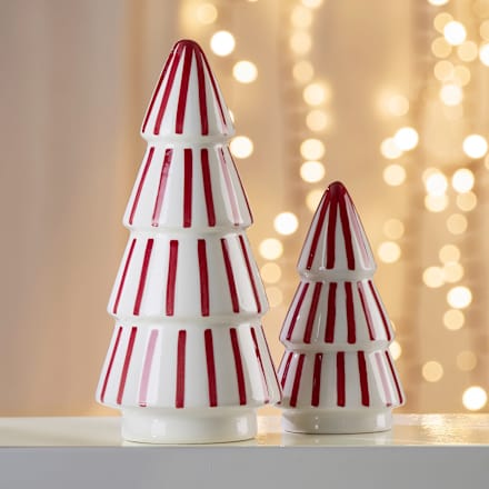 Keramikbaum Set gestreift, rot/weiß BOLTZE