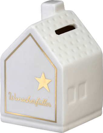 Keramikspardose "Wunscherfüller", weiß-gold (9 cm) Dekorieren & Einrichten