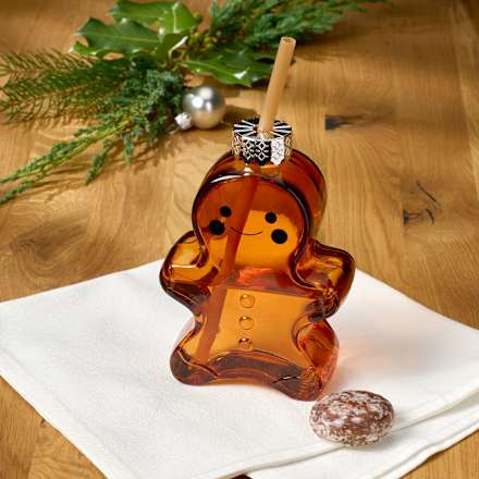 Trinkglas Lebkuchenmännchen mit Strohhalm, braun Dekorieren & Einrichten