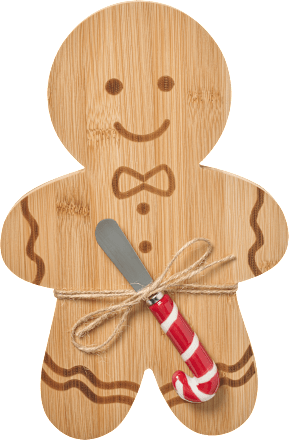 Holzbrettchen Lebkuchenmann mit Buttermesser (18,5x19,7 cm) Dekorieren & Einrichten