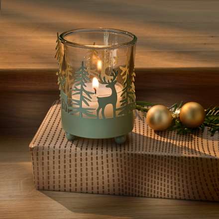Metallkerzenhalter mit Glaseinsatz, mint (7,5 cm) BOLTZE