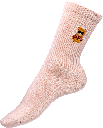 Crew Socken mit Teddy-Motiv rosa Gr. 39-42 Fascino