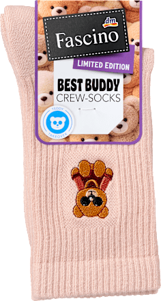 Crew Socken mit Teddy-Motiv rosa Gr. 39-42 Fascino
