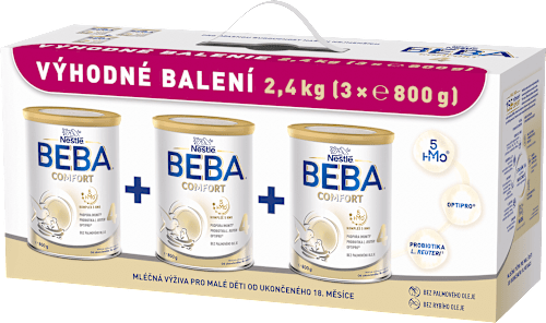 pokračovací mléčná kojenecká výživa 4 Comfort 5HMO 18m 3x800g BEBA