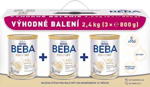 pokračovací mléčná kojenecká výživa 4 Comfort 5HMO 18m 3x800g BEBA