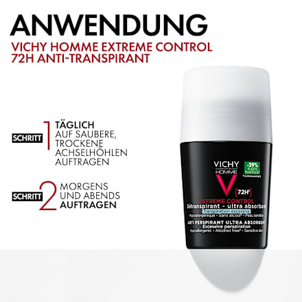 Vichy Homme Deo Roll-On Control Extreme 72h DP 2x50ml VICHY LABORATOIRES