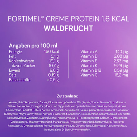 Fortimel Creme Protein Trinknahrung Waldfrucht 4 x 125 g Fortimel