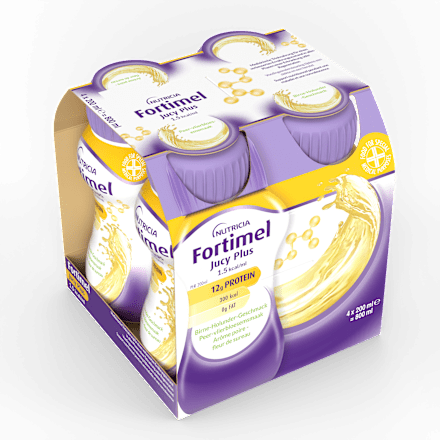Fortimel Jucy Plus Trinknahrung Birne Holunder 4 x 200ml Fortimel